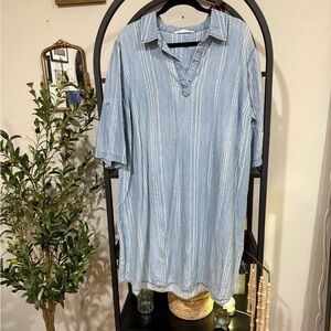 giving kale Blue Striped Women's Dress 100% cotton